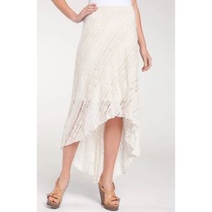 Willow & Clay Asymmetric Hem Lace Skirt